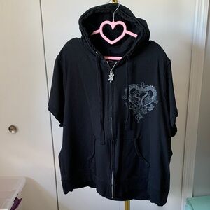 Seven7 Lux Hoodie Jacket Womens 26/28 Black Rhinestone Full Zip Hooded
